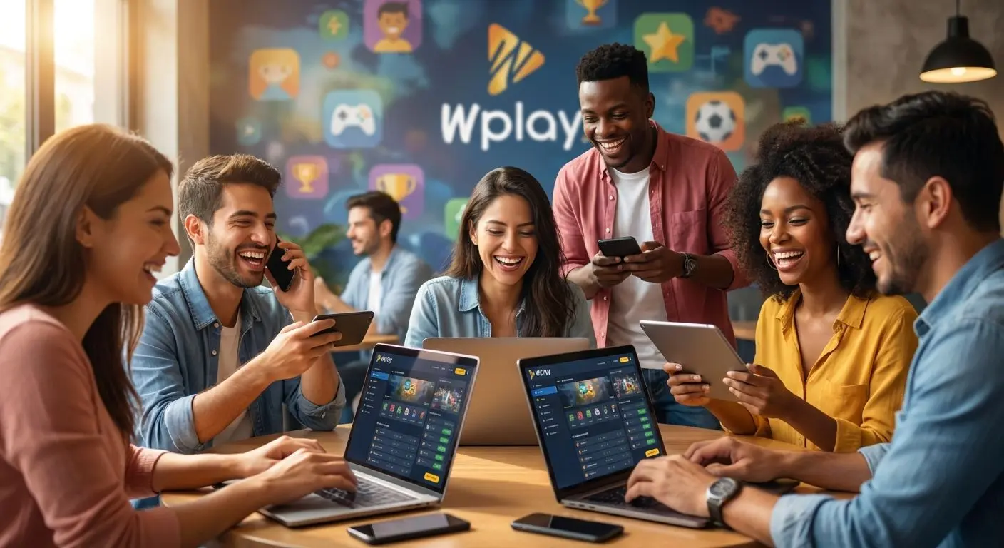 Grupo de jugadores colombianos colaborando en línea dentro de Wplay.