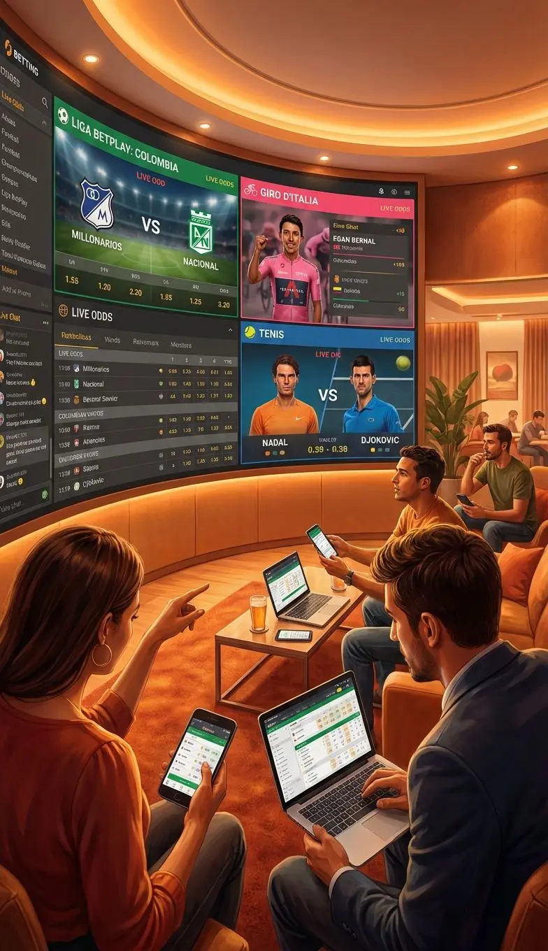 Interfaz moderna de Wplay con deportes variados y cuotas atractivas en vivo