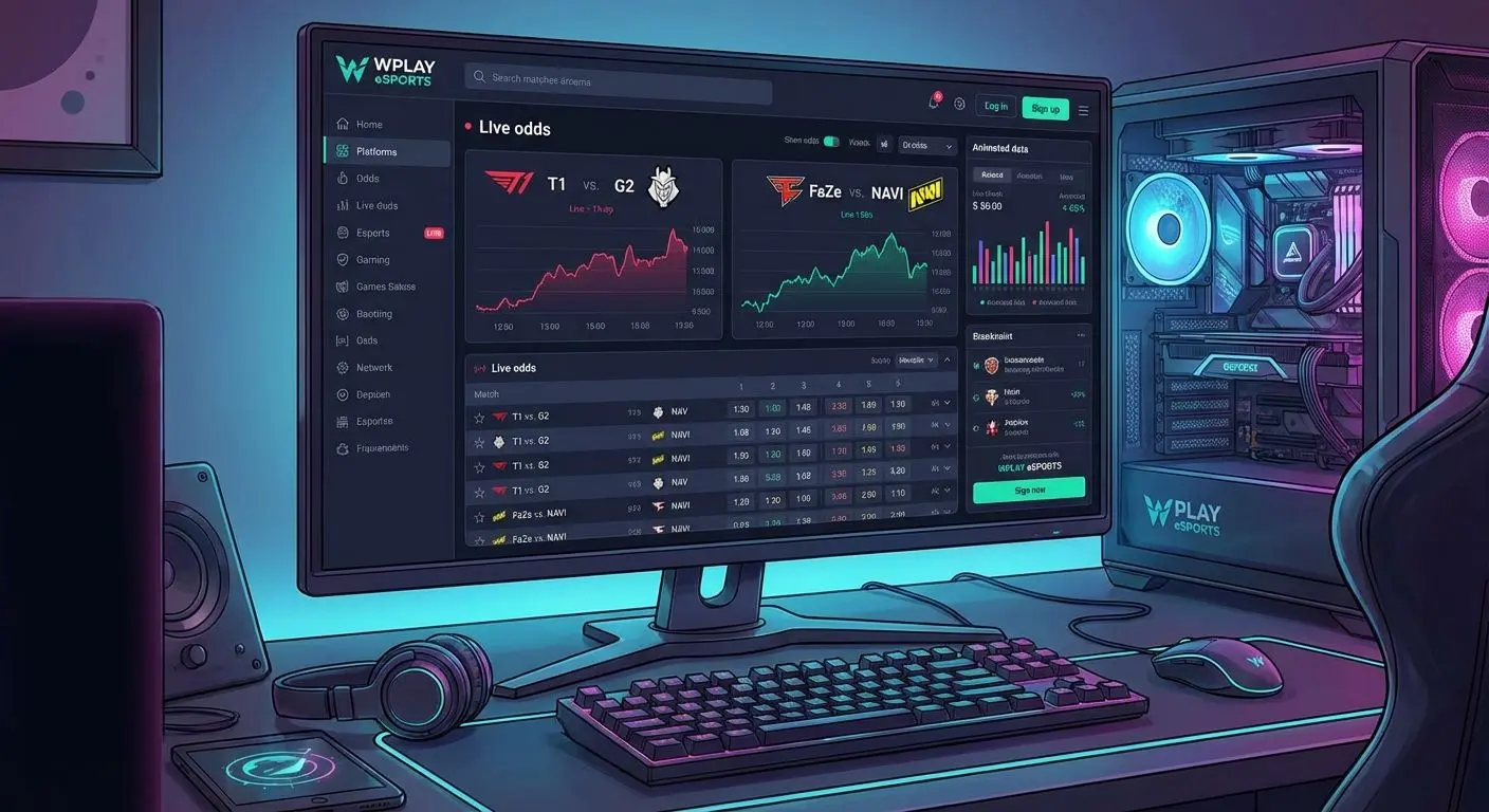 Interfaz de Wplay con sección de apuestas de eSports y cuotas en pantalla