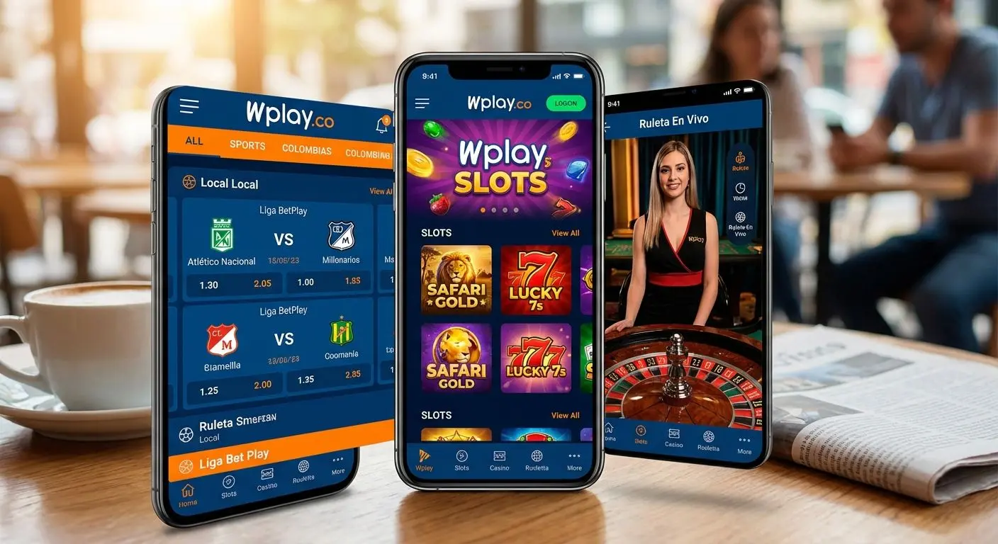 Variedad de juegos y apuestas en la app Wplay en móvil, desde deportes a casino.