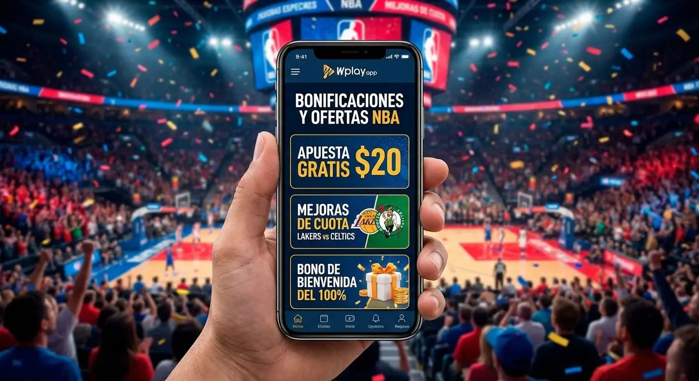 Móvil con bono Wplay para apuestas NBA activo en pantalla