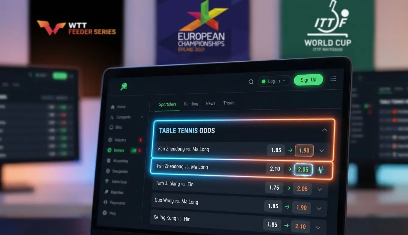 Interfaz de cuotas tenis de mesa en vivo resaltando valores en Wplay